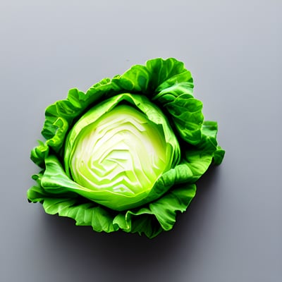 A head of lettuce on a gray surface