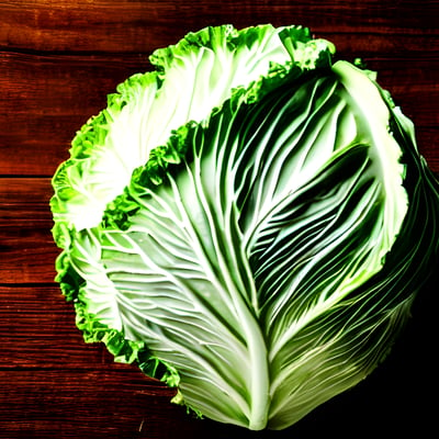 A head of cabbage on a wooden surface