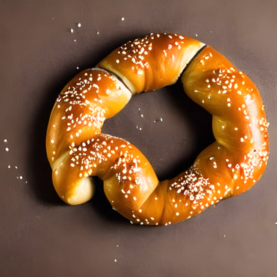 A close up of a pretzel on a table