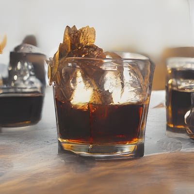 A glass of ice tea on a wooden table