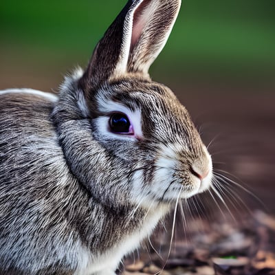 A close up of a rabbit with a blurry background