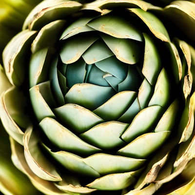 A close up view of an artichoke