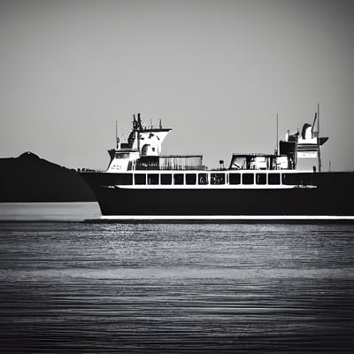 A large boat floating on top of a large body of water