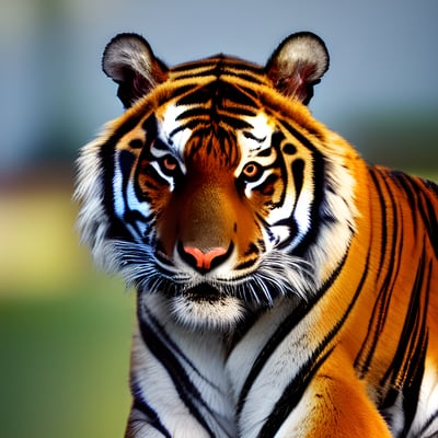 A close up of a tiger with a blurry background