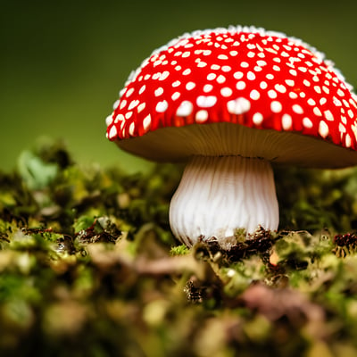 A close up of a mushroom on the ground
