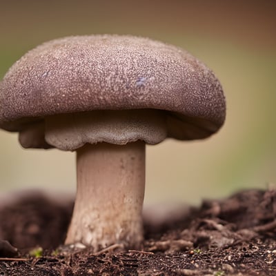 A close up of a mushroom on the ground