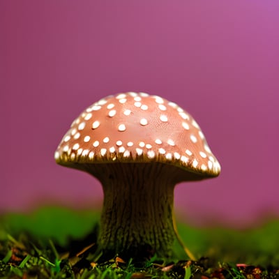 A close up of a mushroom on the ground