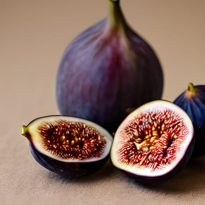 A couple of figs sitting on top of a table