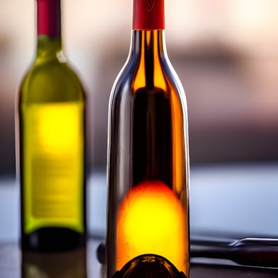 A couple of bottles of wine sitting on top of a table