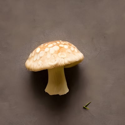 A close up of a mushroom on the ground