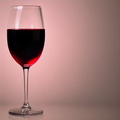 A glass of red wine sitting on a table