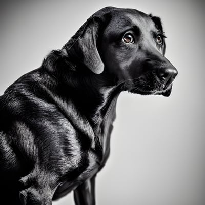 A black and white photo of a dog