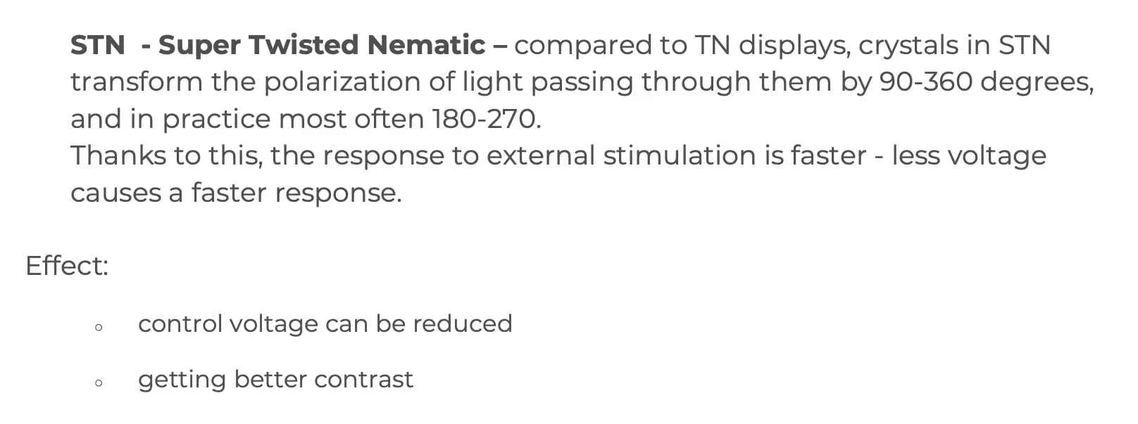 Technologies of monochrome LCD displays Technologies of monochrome LCD displays