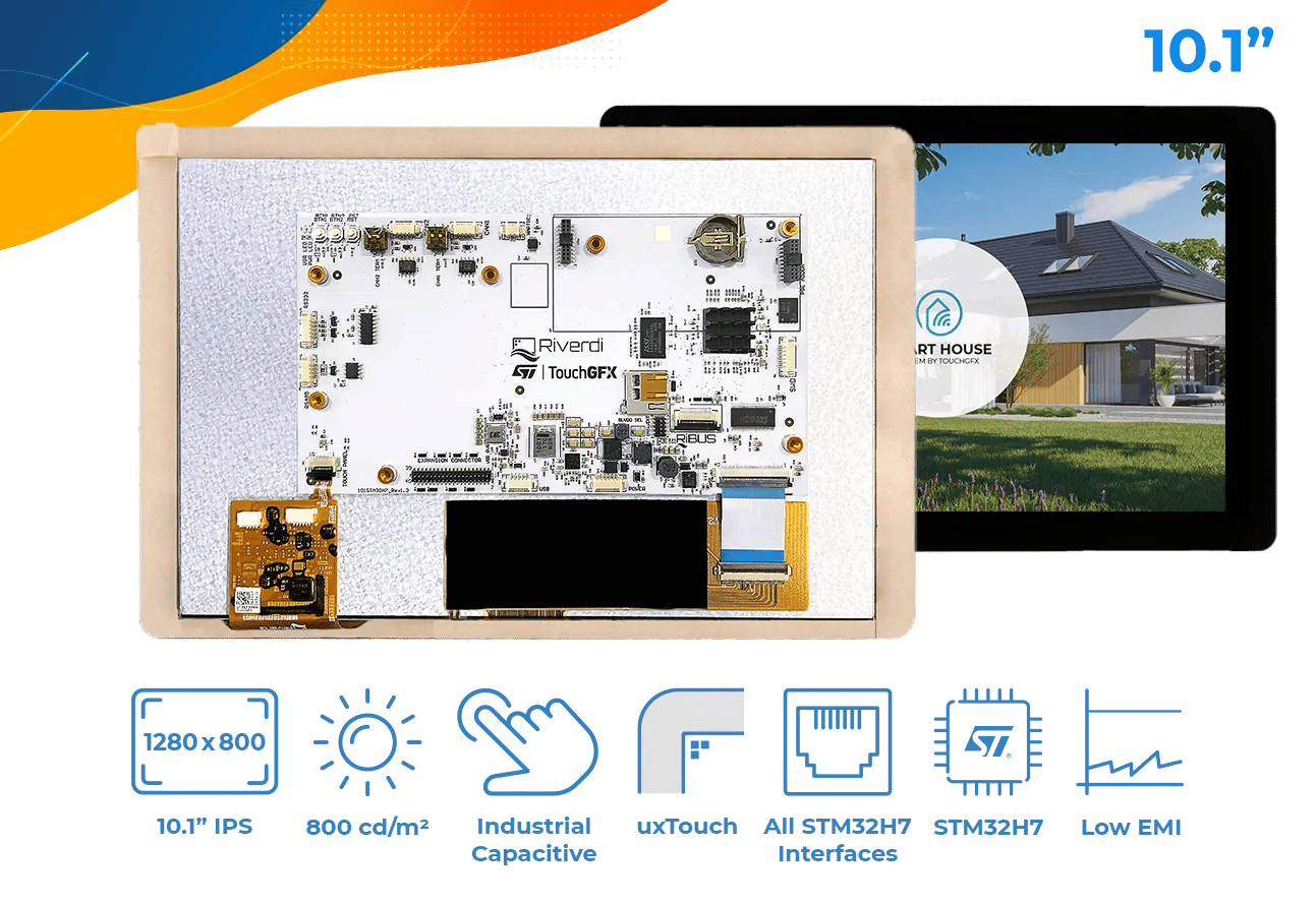 STM32 Embedded Display - Kapazitives Touchpanel - Luftklebend -  10,1-Zoll-TFT-LCD-Bildschirm - RVT101HVSNWC00 - Riverdi