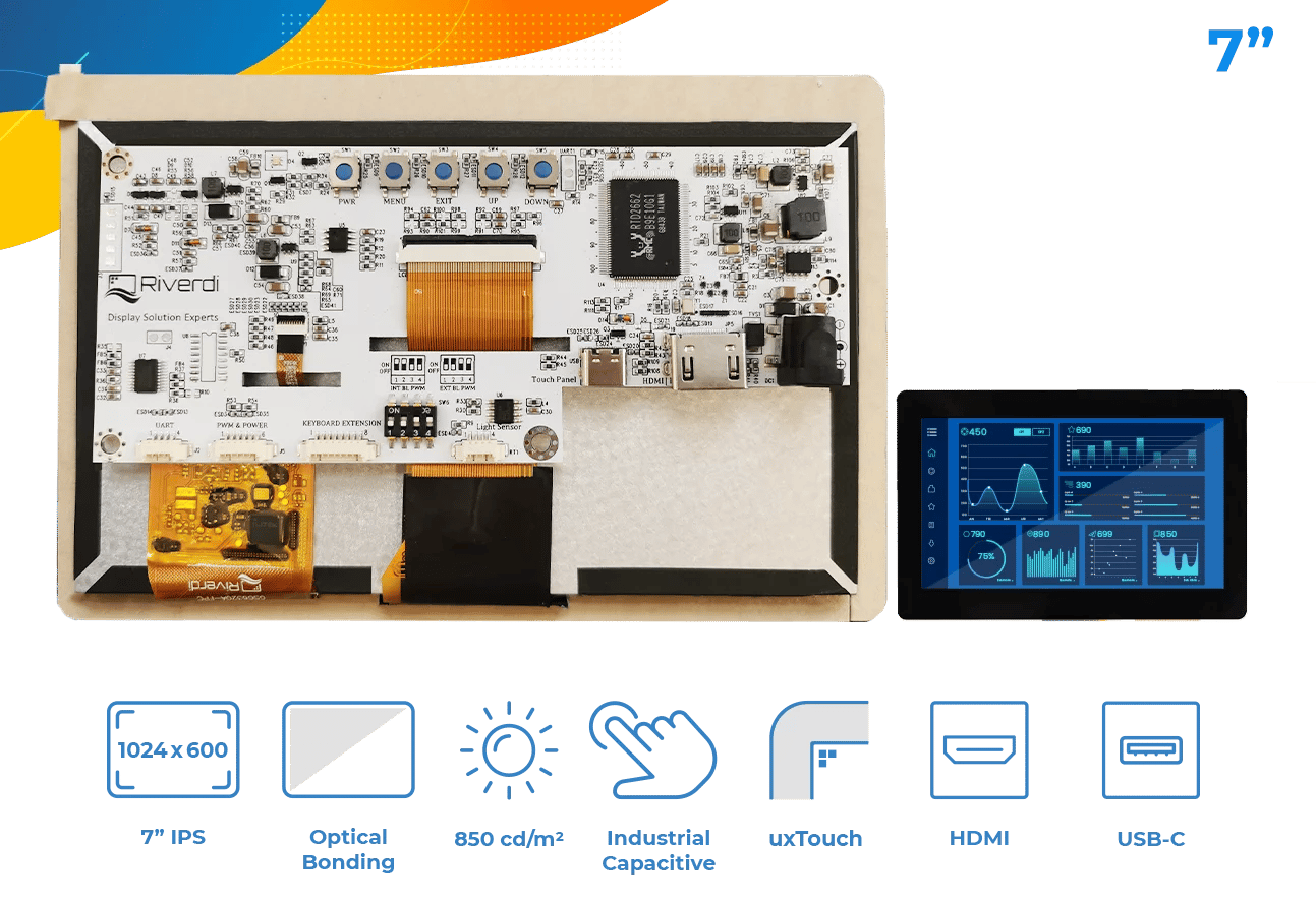 STM32 Embedded Display - Capacitive Touch Panel - Optical bonding -  10.1-inch TFT LCD screen - RVT101HVSNWC00-B - Riverdi