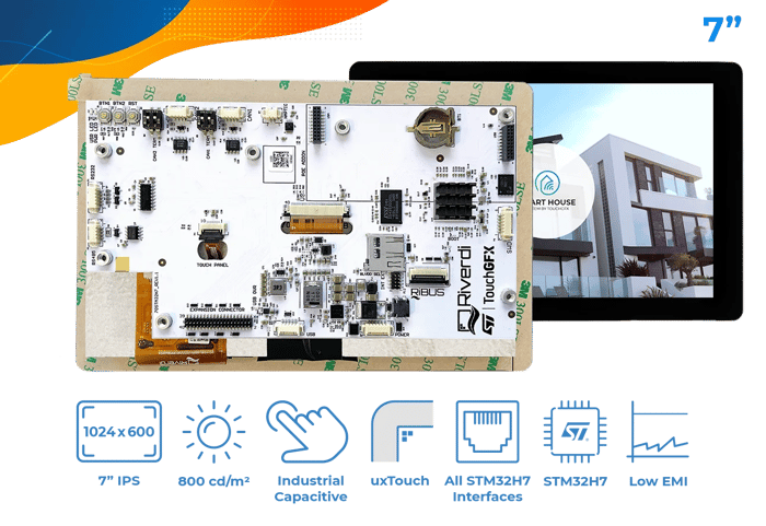 STM32 Embedded Display - kapazitives Touchpanel - Luftklebend -  7-Zoll-TFT-LCD-Bildschirm - RVT70HSSNWC00 - Riverdi