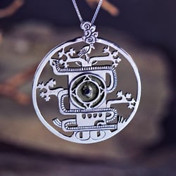 Mayan World Tree Pendant Silver
