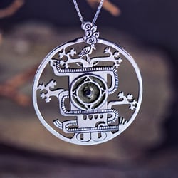 Mayan World Tree Pendant Silver