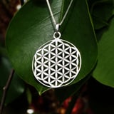Inlaid Flower of Life Pendant Silver Small