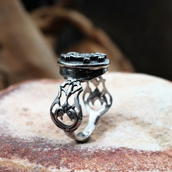 Shirdal Persian Griffin Talisman Ring Silver