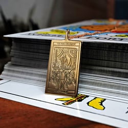 Tarot Chariot Card Pendant Gold