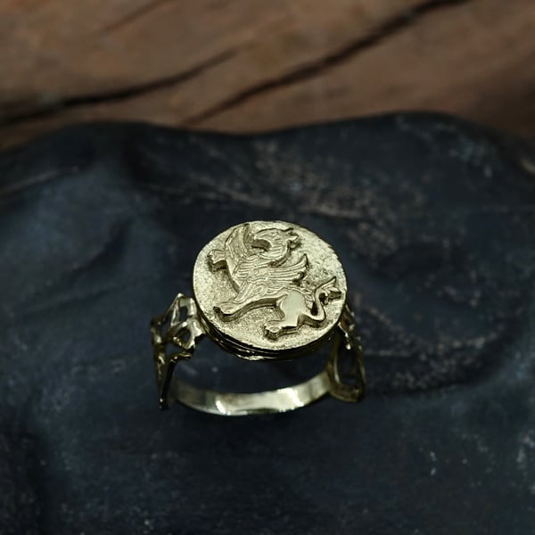Shirdal Persian Griffin Talisman Ring Gold