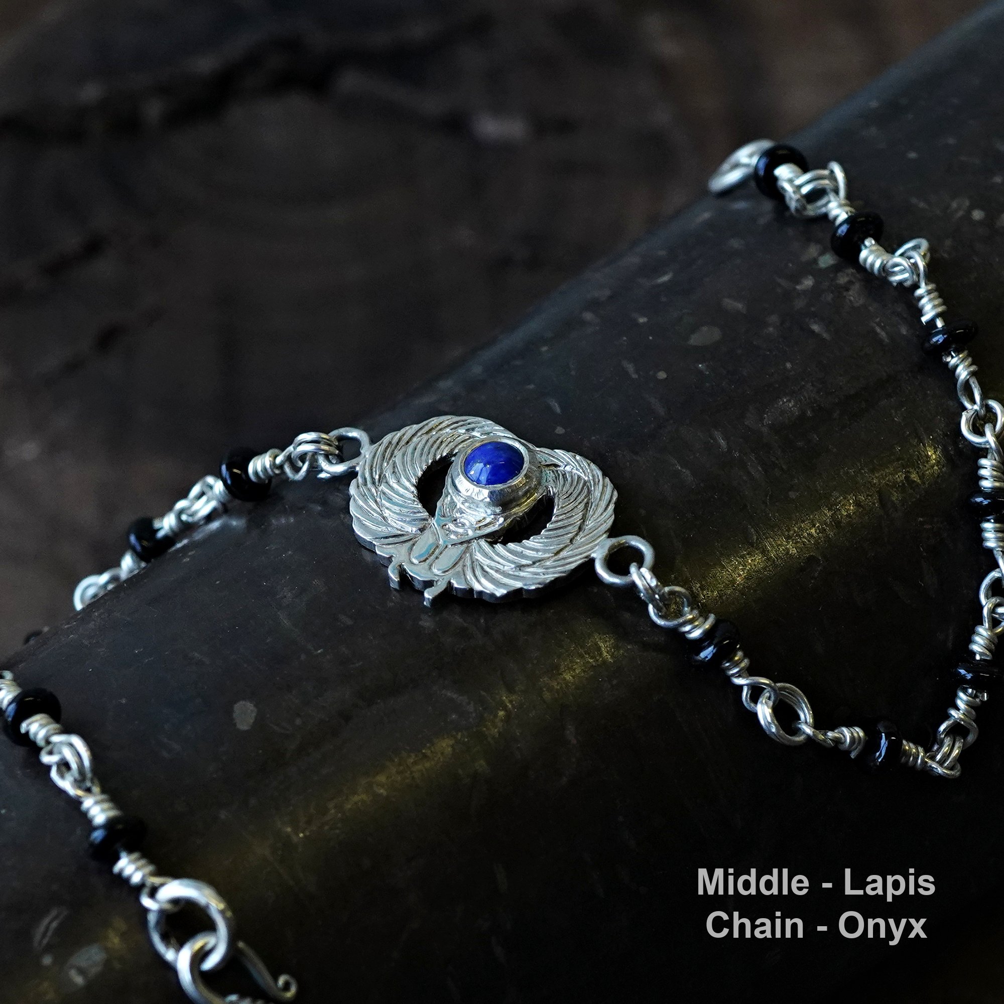New Handwoven Winged Scarab
                      Bracelet