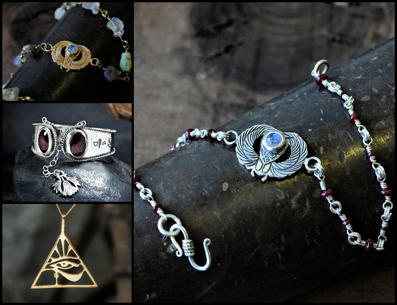 New - Handwoven Winged Scarab Bracelet