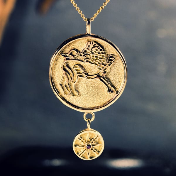 Sonne im Löwen Talisman Anhänger Gold 14K (*Limited Edition*)