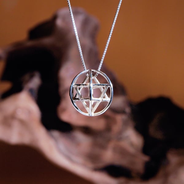 Merkaba con sfera prana, argento, piccolo