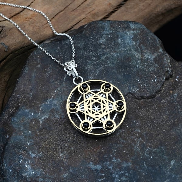 Inlaid Metatron Cube Small Silver and Gold