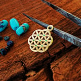 Inlaid Seed of Life Pendant Gold Small