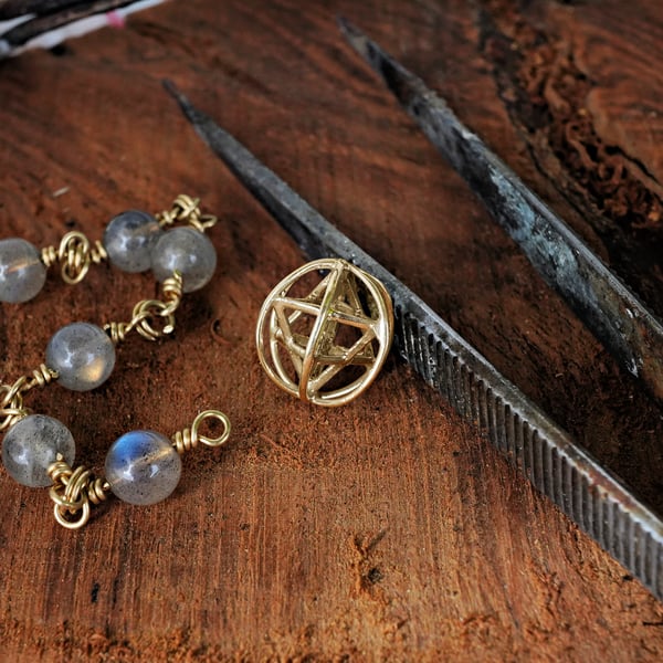 Merkaba With Prana Sphere Gold Small