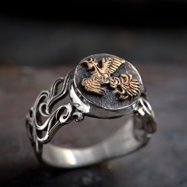 Musashi Samurai Fire Ring Silver and Gold