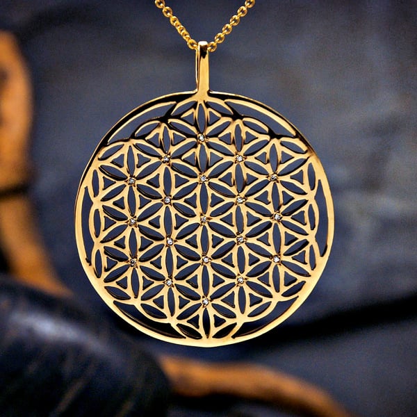 Flor de la Vida de Oro y Diamantes