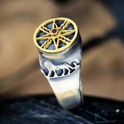 Sonne im Löwen Talisman Ring Silber und Gold (*Limited Edition*)