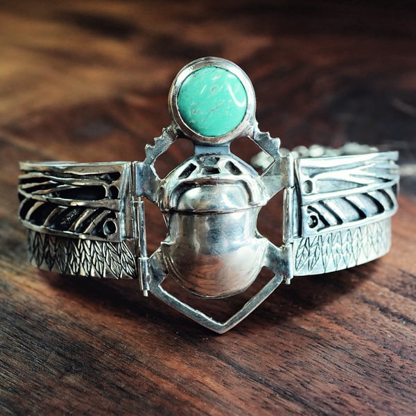 Royal Winged Scarab Bracelet Silver