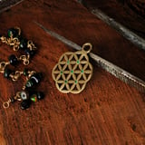 Inlaid Seed of Life Pendant Gold Small