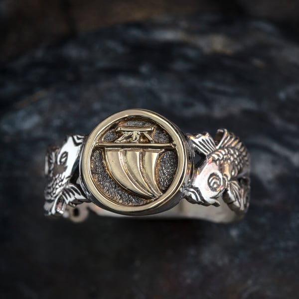 Musashi Samurai Water Ring Silver and Gold