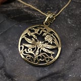Samurai Dragonfly Pendant Gold