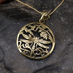 Samurai Dragonfly Pendant Gold