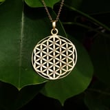 Inlaid Flower of Life Pendant Gold Small