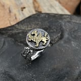 Shirdal Persian Griffin Talisman Ring Silver and Gold