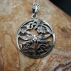 Samurai Dragonfly Pendant Silver
