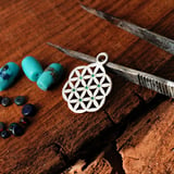 Inlaid Seed of Life Pendant Silver Small