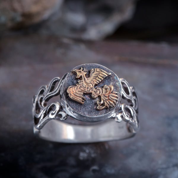Musashi Samurai Fire Ring Silver and Gold