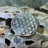 Inlaid Flower of Life Pendant Silver (TOL Pattern)