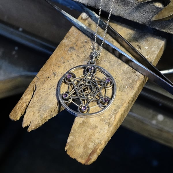 Inlaid Metatron Cube Silver
