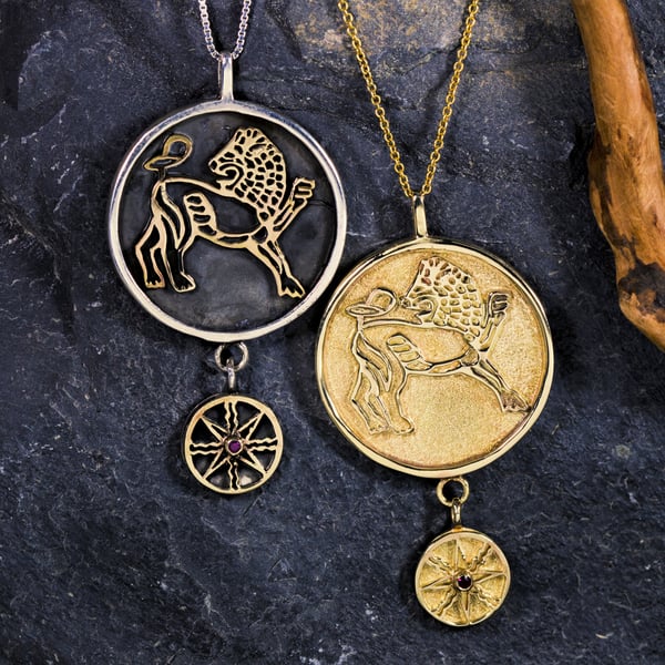 Sonne im Löwen Talisman Anhänger Silber und Gold (*Limited Edition*)