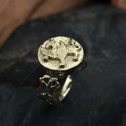 Shirdal Persian Griffin Talisman Ring Gold